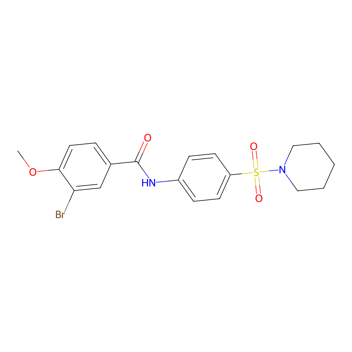 3-bromo-4-methoxy-N-[4-(piperidin-1-ylsulfonyl)phenyl]benzamide molecular structure, CAS 356550-32-8