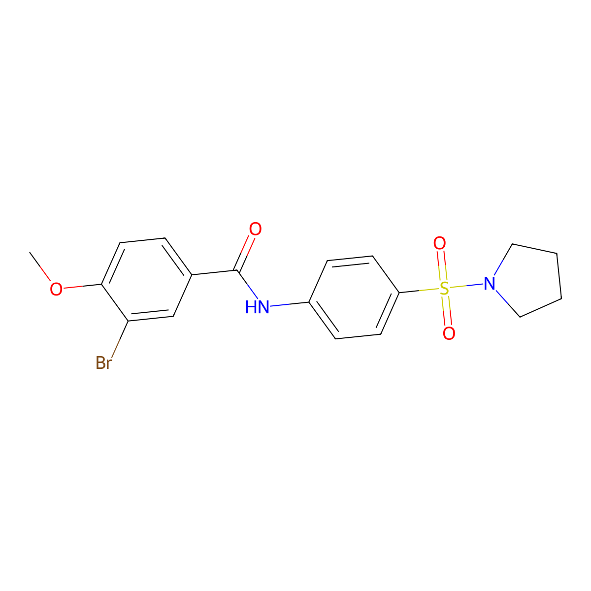 3-bromo-4-methoxy-N-[4-(pyrrolidin-1-ylsulfonyl)phenyl]benzamide molecular structure, CAS 356550-36-2