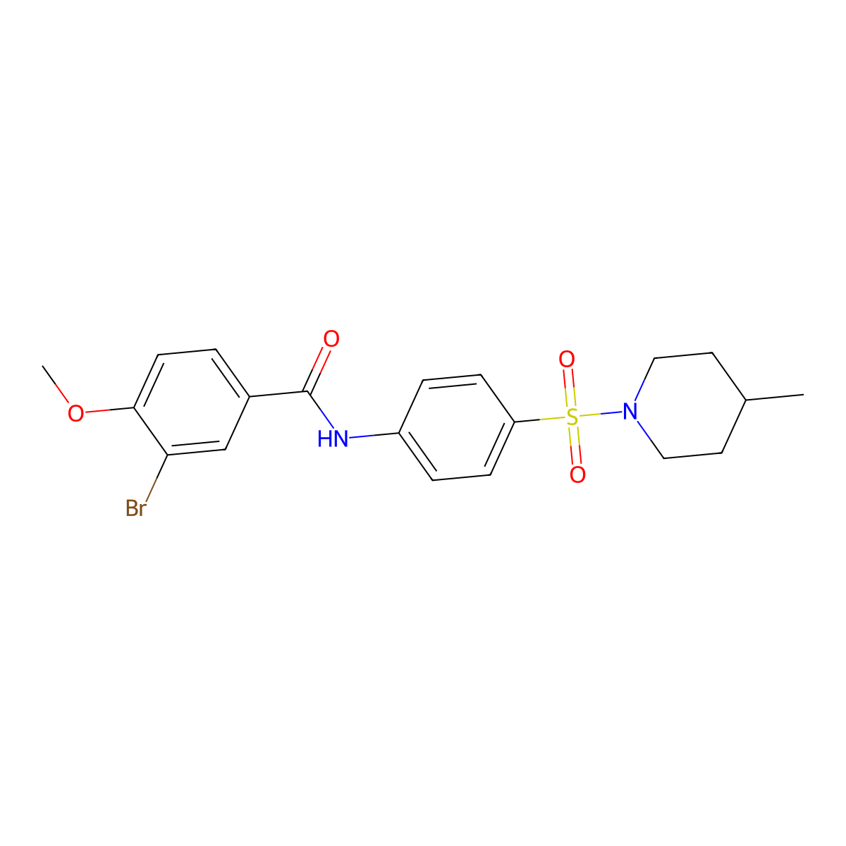 3-bromo-4-methoxy-N-(4-((4-methylpiperidin-1-yl)sulfonyl)phenyl)benzamide molecular structure, CAS 356550-37-3