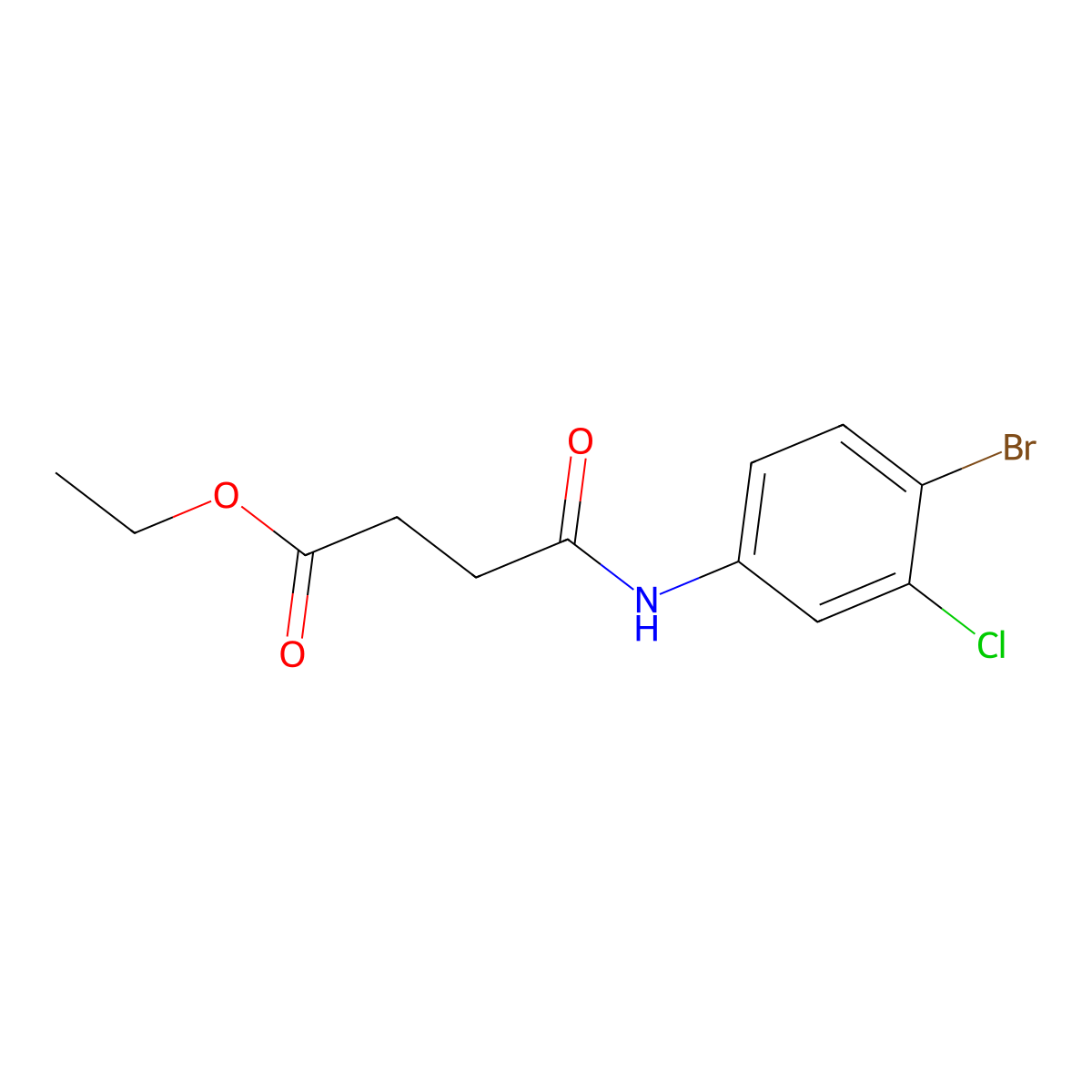 Ethyl 4-(4-bromo-3-chloroanilino)-4-oxobutanoate molecular structure, CAS 356550-58-8