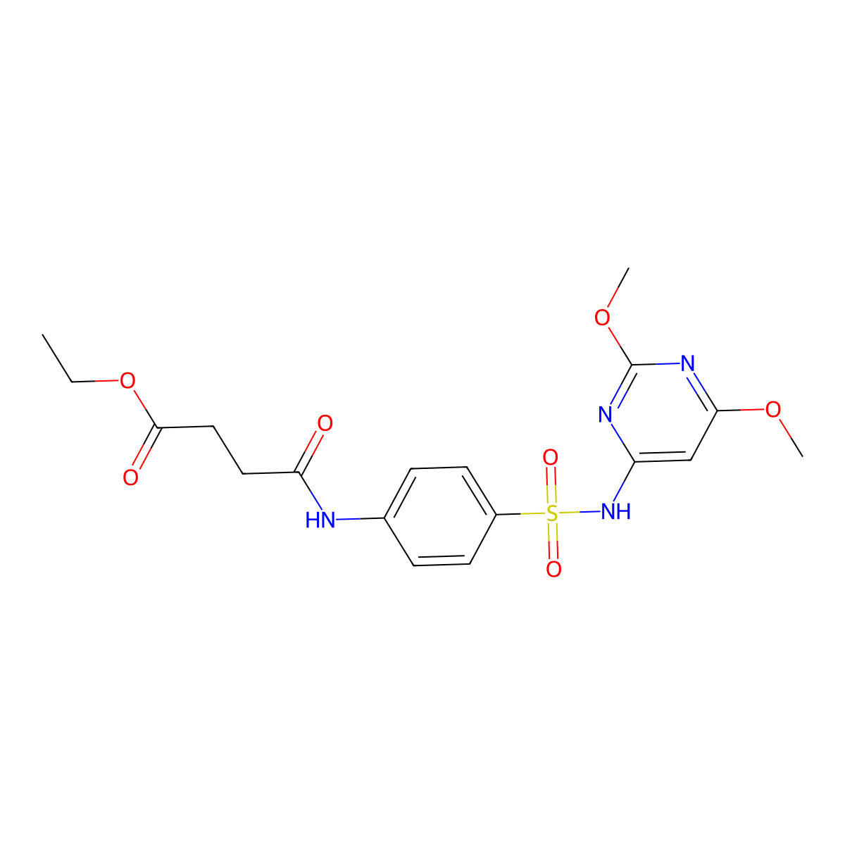 Ethyl 3-({4-[(2,6-dimethoxypyrimidin-4-YL)sulfamoyl]phenyl}carbamoyl)propanoate molecular structure, CAS 356550-78-2