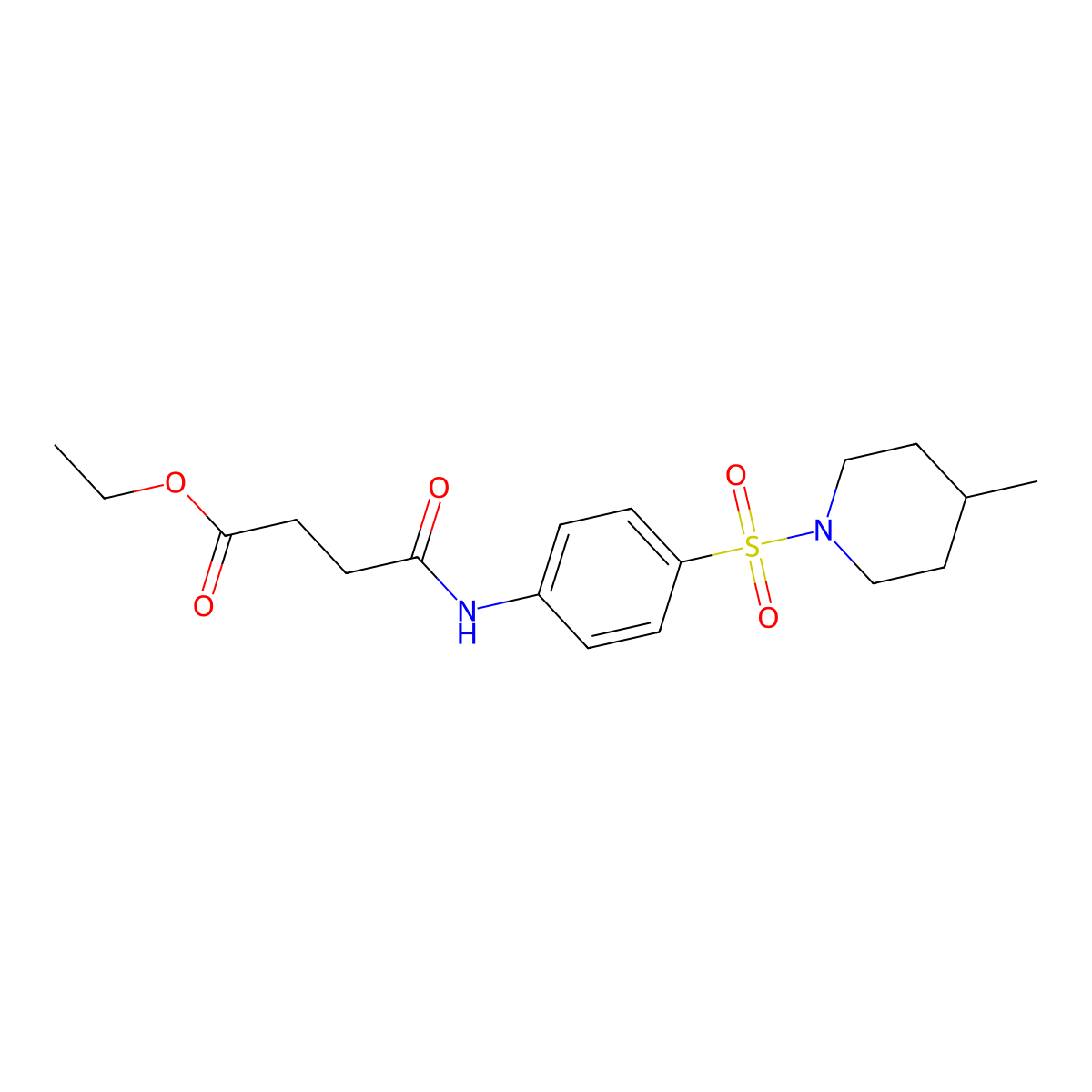Ethyl 4-[4-(4-methylpiperidin-1-yl)sulfonylanilino]-4-oxobutanoate molecular structure, CAS 356550-83-9