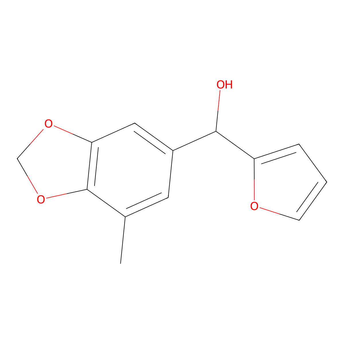 Furan-2-yl(7-methylbenzo[d][1,3]dioxol-5-yl)methanol molecular structure, CAS 356554-33-1