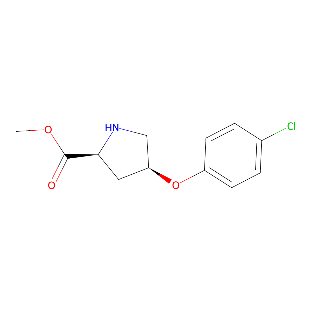Methyl (2S,4S)-4-(4-chlorophenoxy)-2-pyrrolidinecarboxylate molecular structure, CAS 356558-50-4