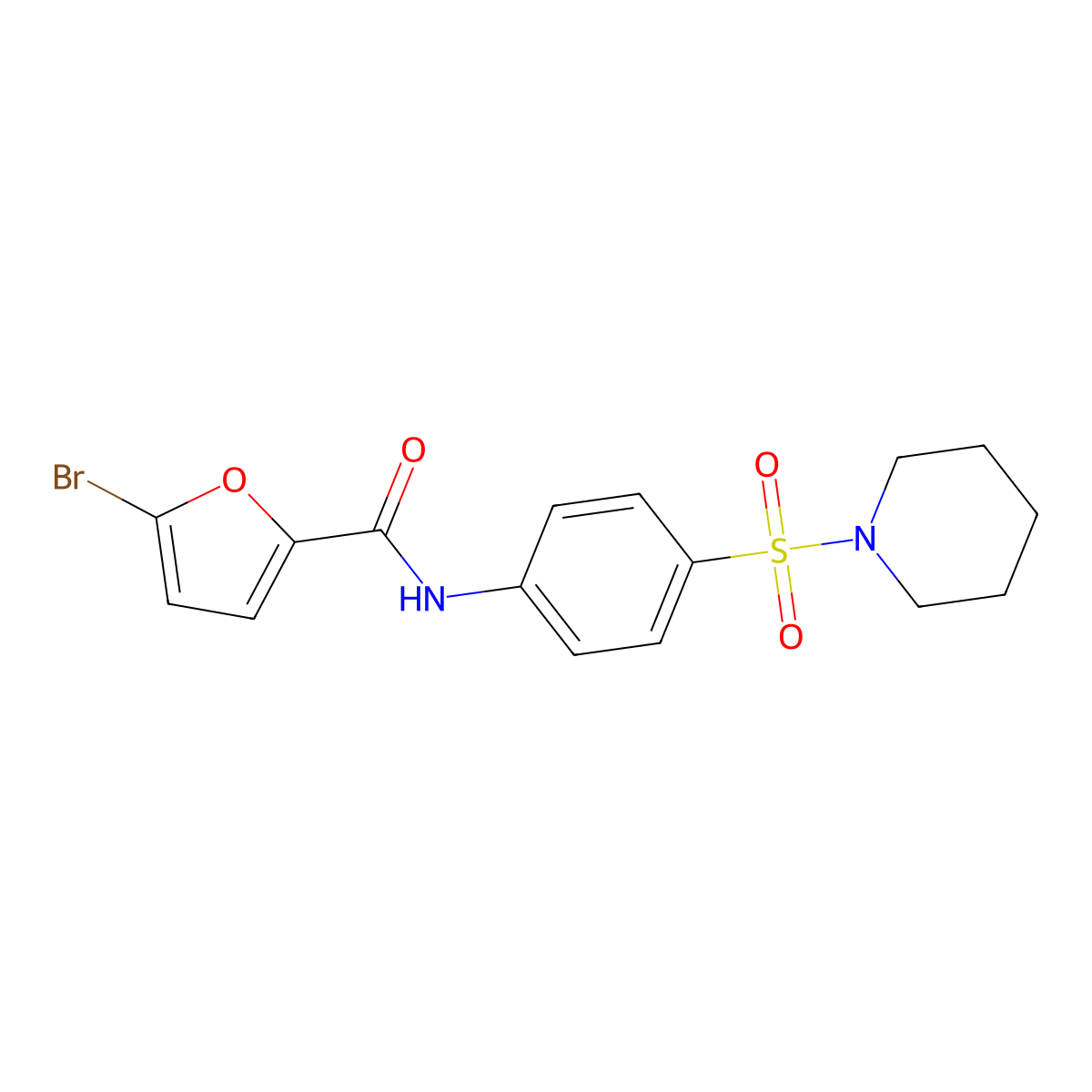 5-bromo-N-[4-(1-piperidinylsulfonyl)phenyl]-2-furamide molecular structure, CAS 356562-28-2