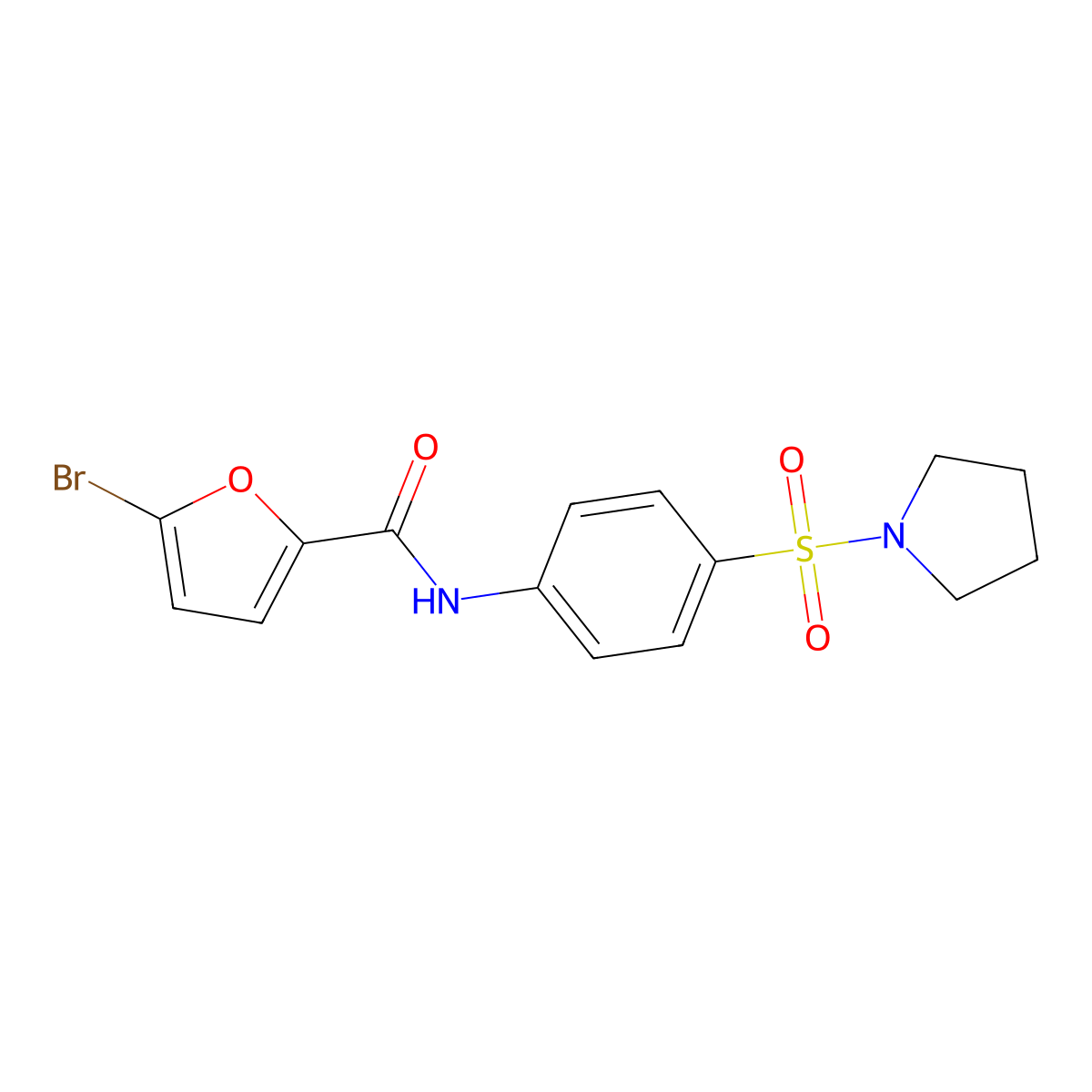 5-bromo-N-[4-(1-pyrrolidinylsulfonyl)phenyl]-2-furamide molecular structure, CAS 356562-29-3