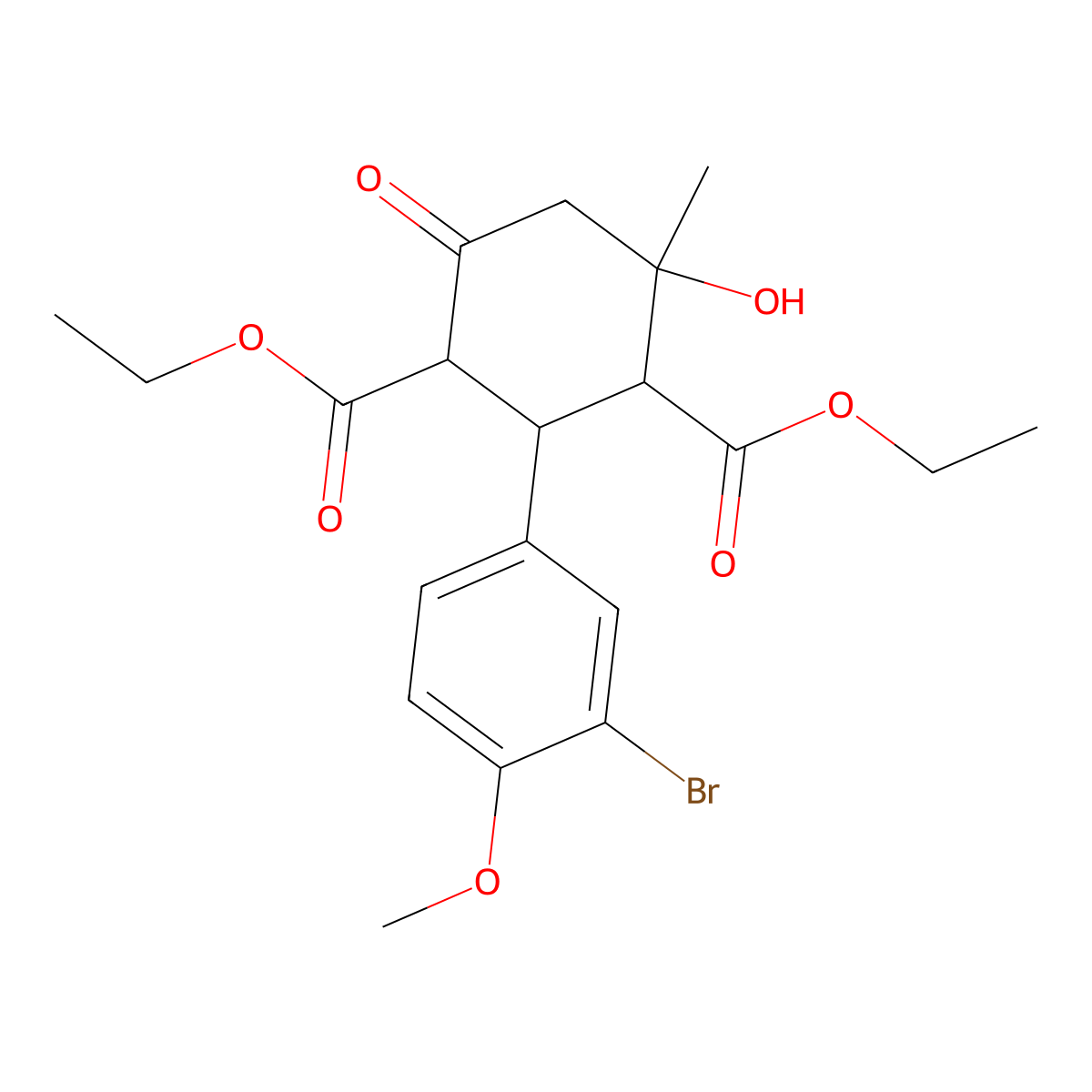 Diethyl 2-(3-bromo-4-methoxyphenyl)-4-hydroxy-4-methyl-6-oxocyclohexane-1,3-dicarboxylate molecular structure, CAS 356564-41-5