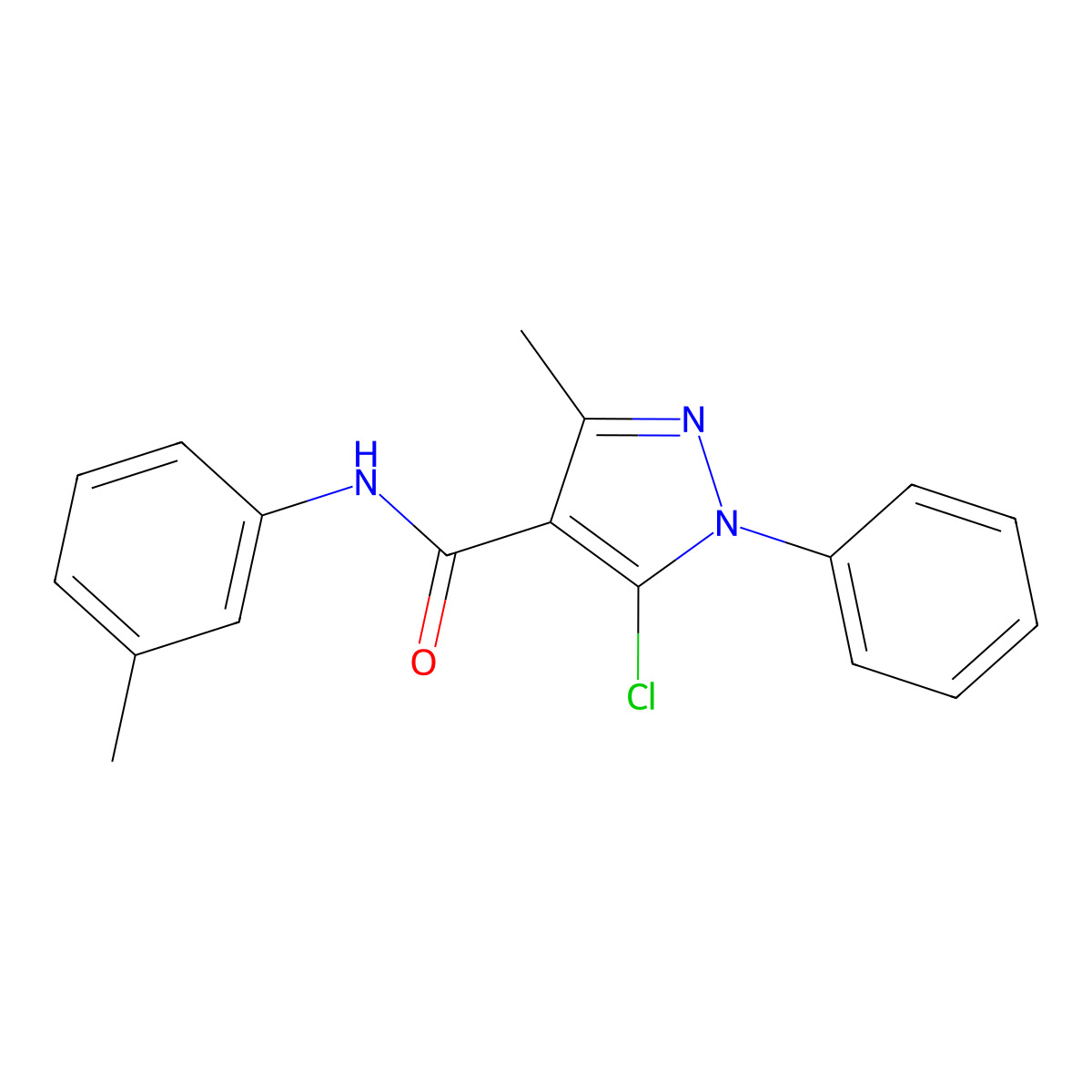 5-chloro-3-methyl-N-(3-methylphenyl)-1-phenylpyrazole-4-carboxamide molecular structure, CAS 356564-60-8