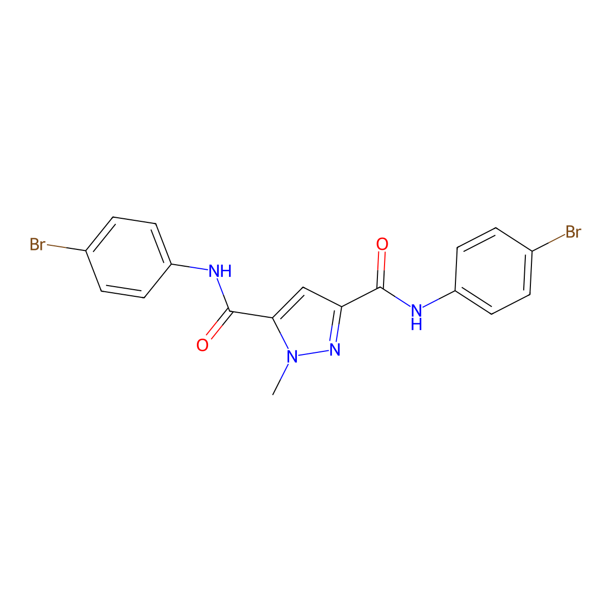 3-N,5-N-bis(4-bromophenyl)-1-methylpyrazole-3,5-dicarboxamide molecular structure, CAS 356564-70-0