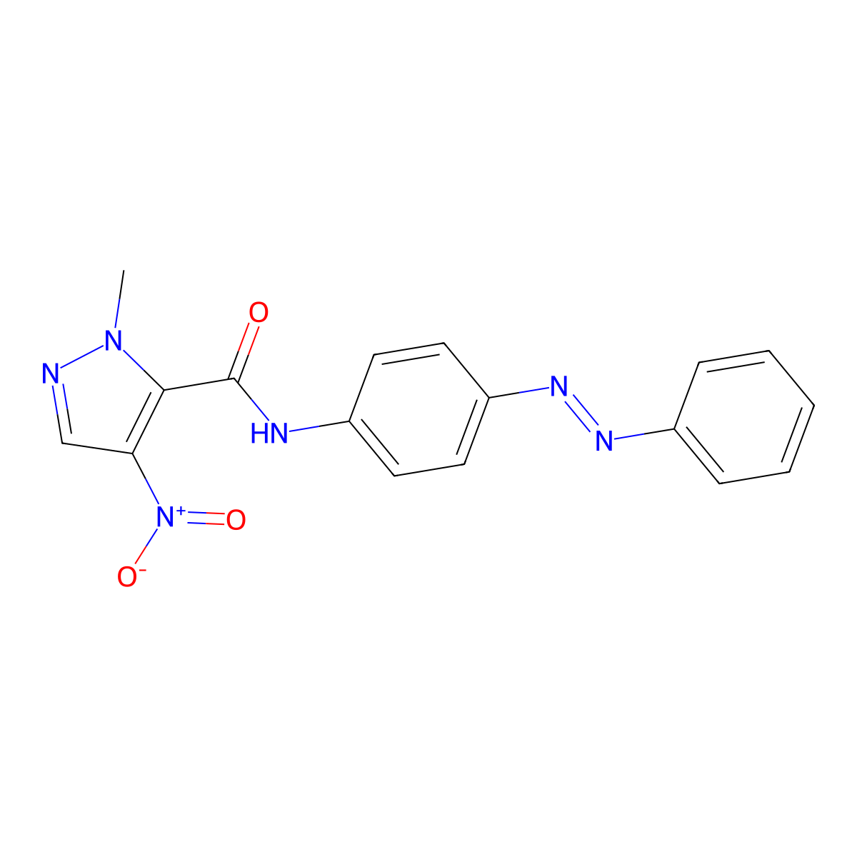 1-methyl-4-nitro-N-{4-[(E)-phenyldiazenyl]phenyl}-1H-pyrazole-5-carboxamide molecular structure, CAS 356564-97-1