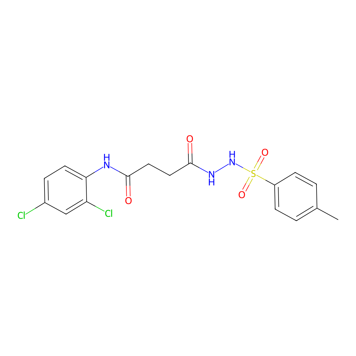 N-(2,4-dichlorophenyl)-4-{2-[(4-methylphenyl)sulfonyl]hydrazino}-4-oxobutanamide molecular structure, CAS 356565-26-9
