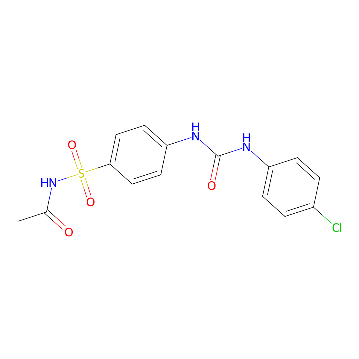 N-[4-[(4-chlorophenyl)carbamoylamino]phenyl]sulfonylacetamide molecular structure, CAS 356567-70-9