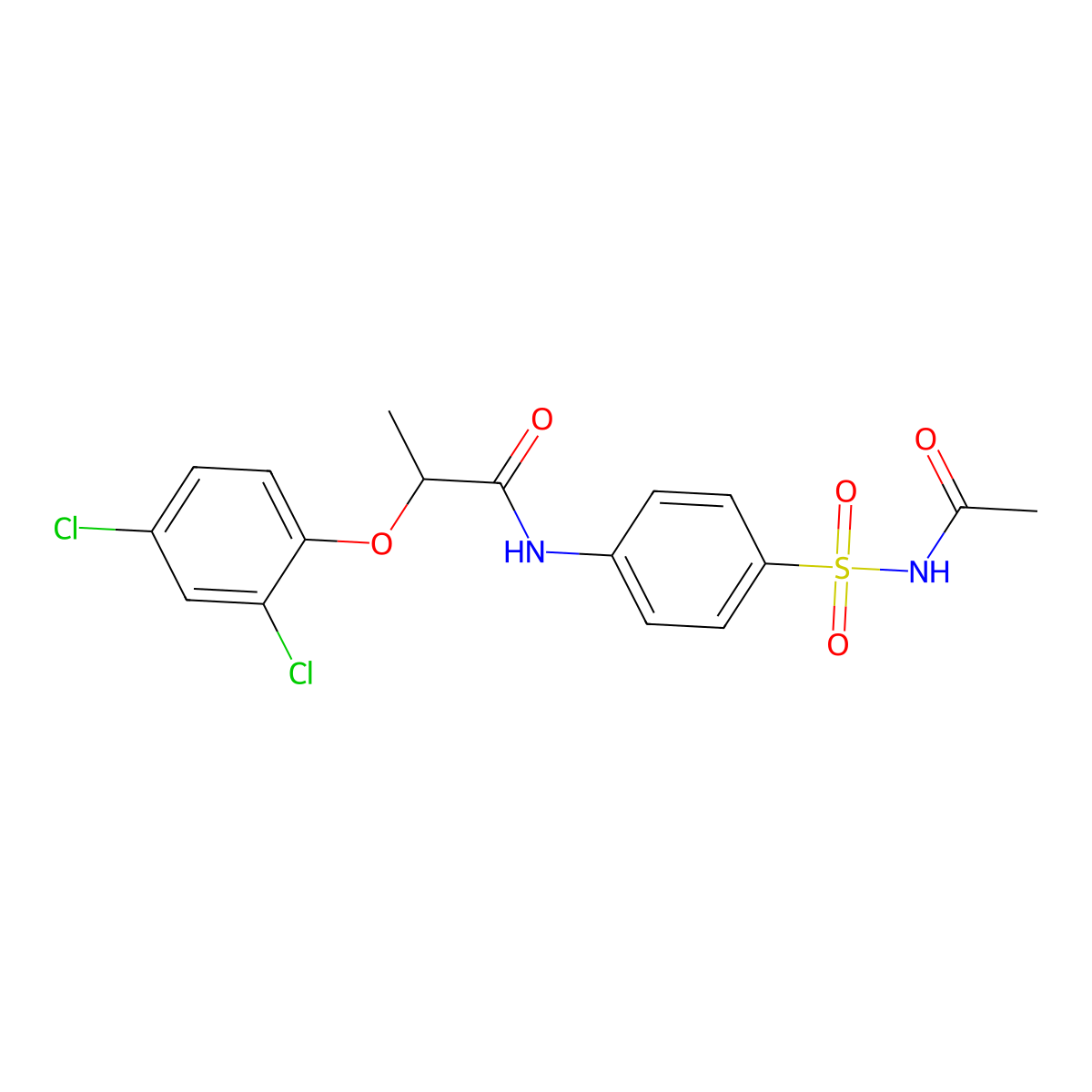 N-{4-[(acetylamino)sulfonyl]phenyl}-2-(2,4-dichlorophenoxy)propanamide molecular structure, CAS 356567-78-7