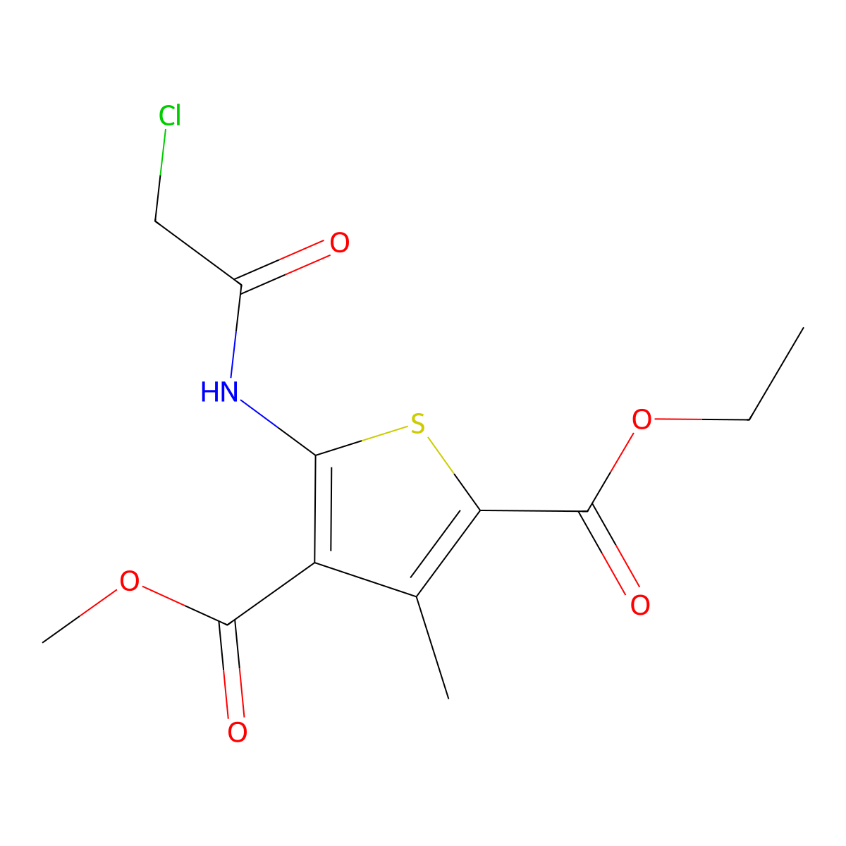 2-Ethyl 4-methyl 5-[(chloroacetyl)amino]-3-methylthiophene-2,4-dicarboxylate molecular structure, CAS 356568-69-9