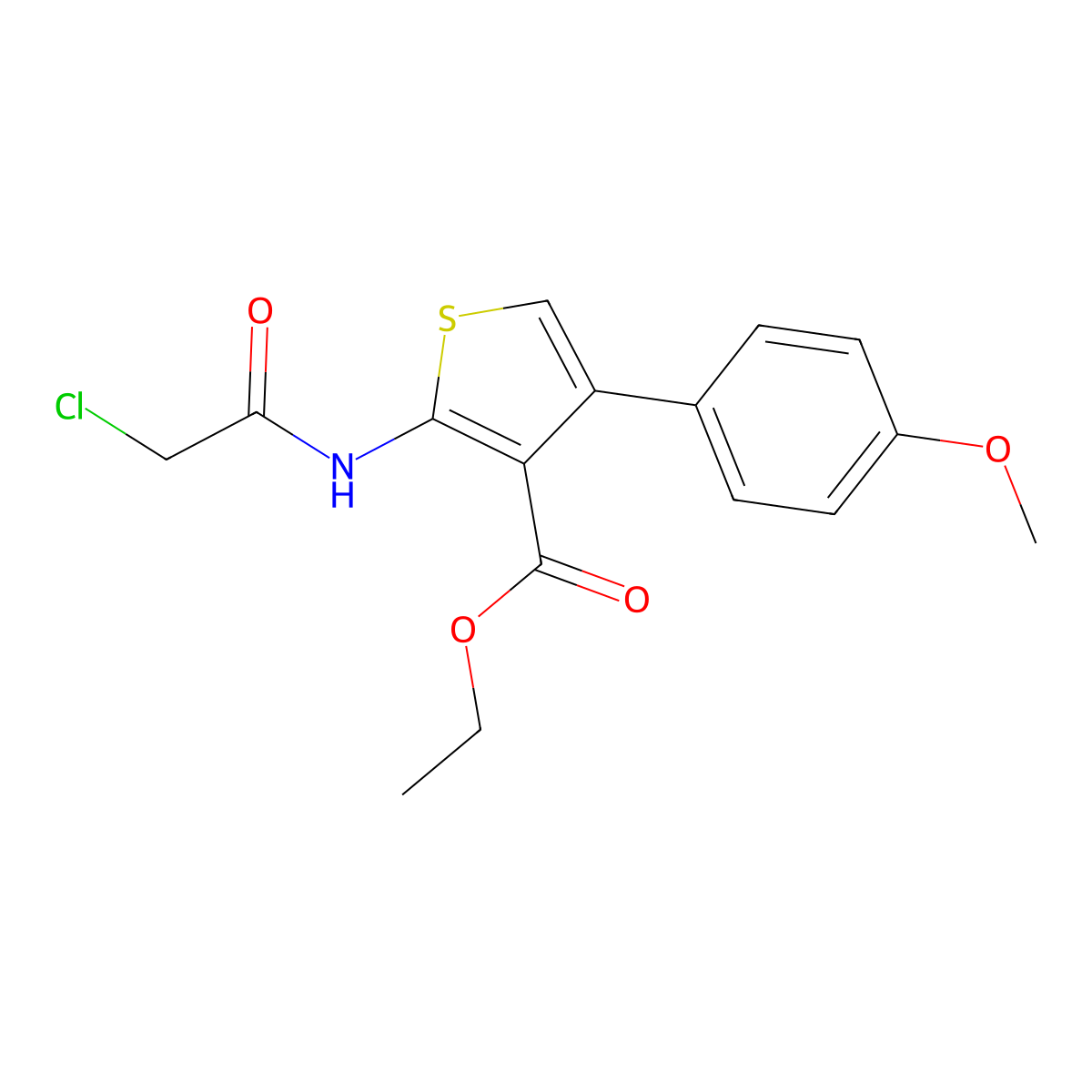 Ethyl 2-(2-chloroacetamido)-4-(4-methoxyphenyl)thiophene-3-carboxylate molecular structure, CAS 356568-71-3