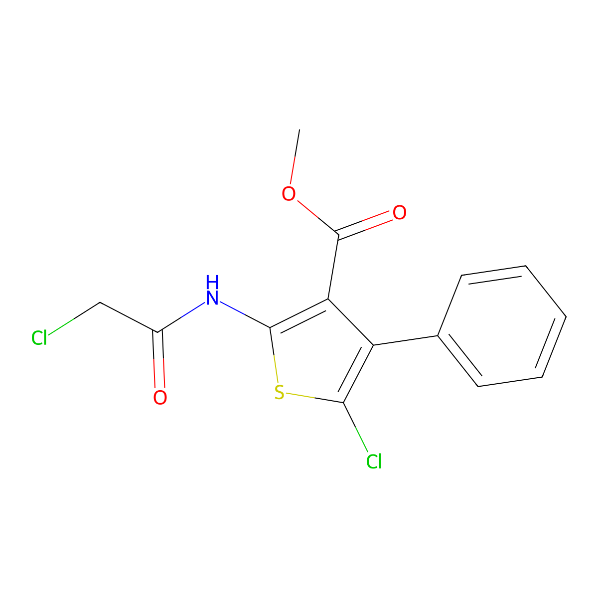 Methyl 5-chloro-2-(2-chloroacetylamino)-4-phenylthiophene-3-carboxylate molecular structure, CAS 356568-73-5