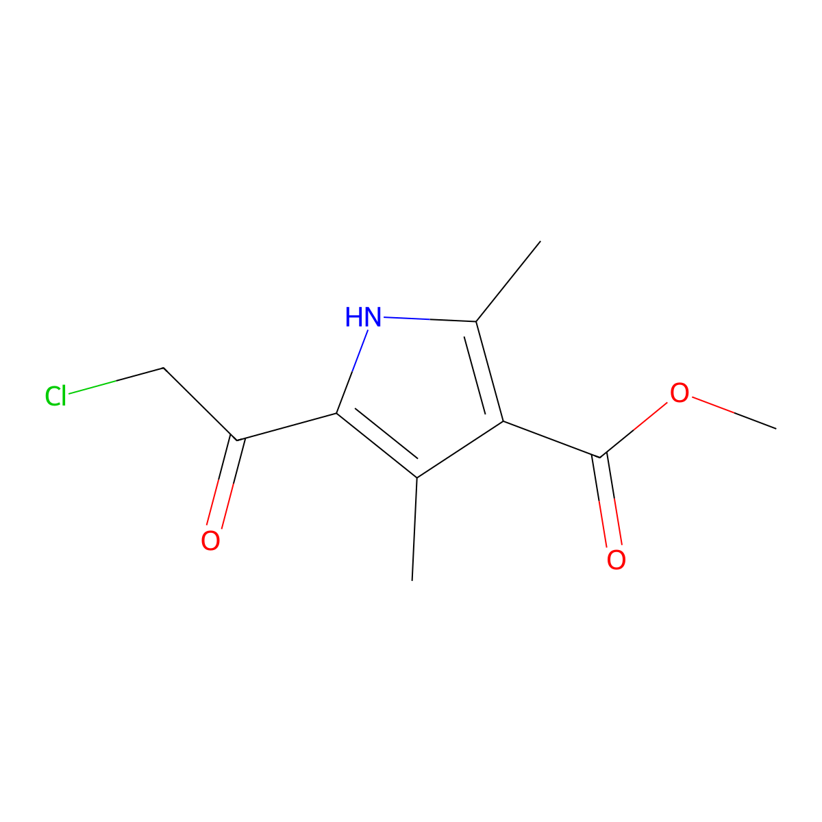 methyl 5-(2-chloroacetyl)-2,4-dimethyl-1H-pyrrole-3-carboxylate molecular structure, CAS 356568-77-9