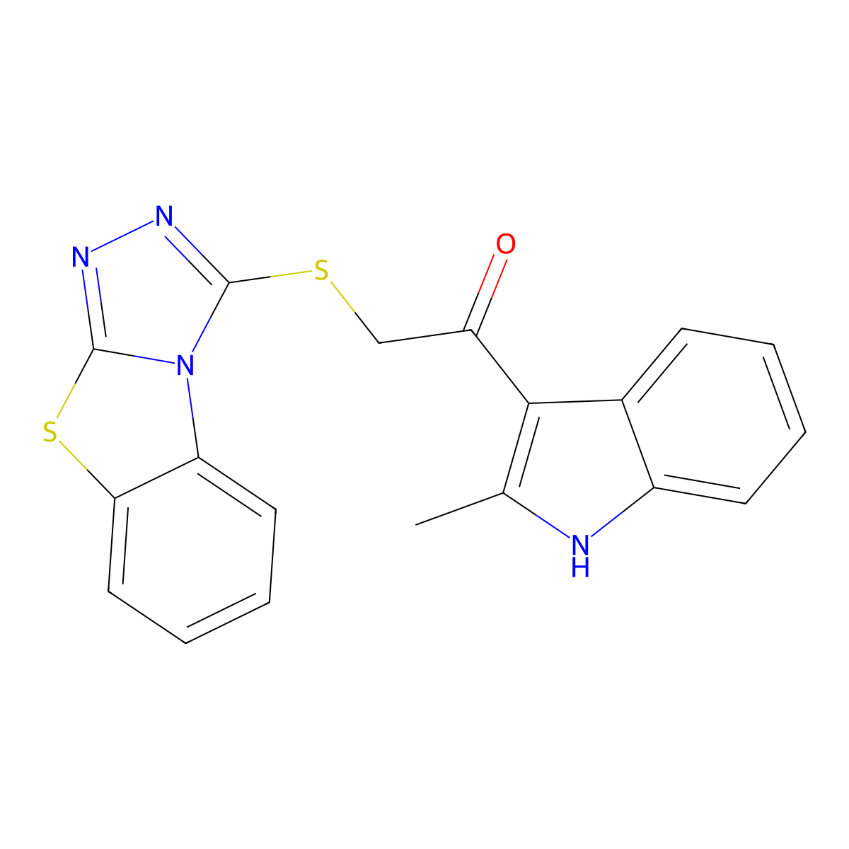 1-(2-methyl-1H-indol-3-yl)-2-([1,2,4]triazolo[3,4-b][1,3]benzothiazol-3-ylthio)ethanone molecular structure, CAS 356568-82-6