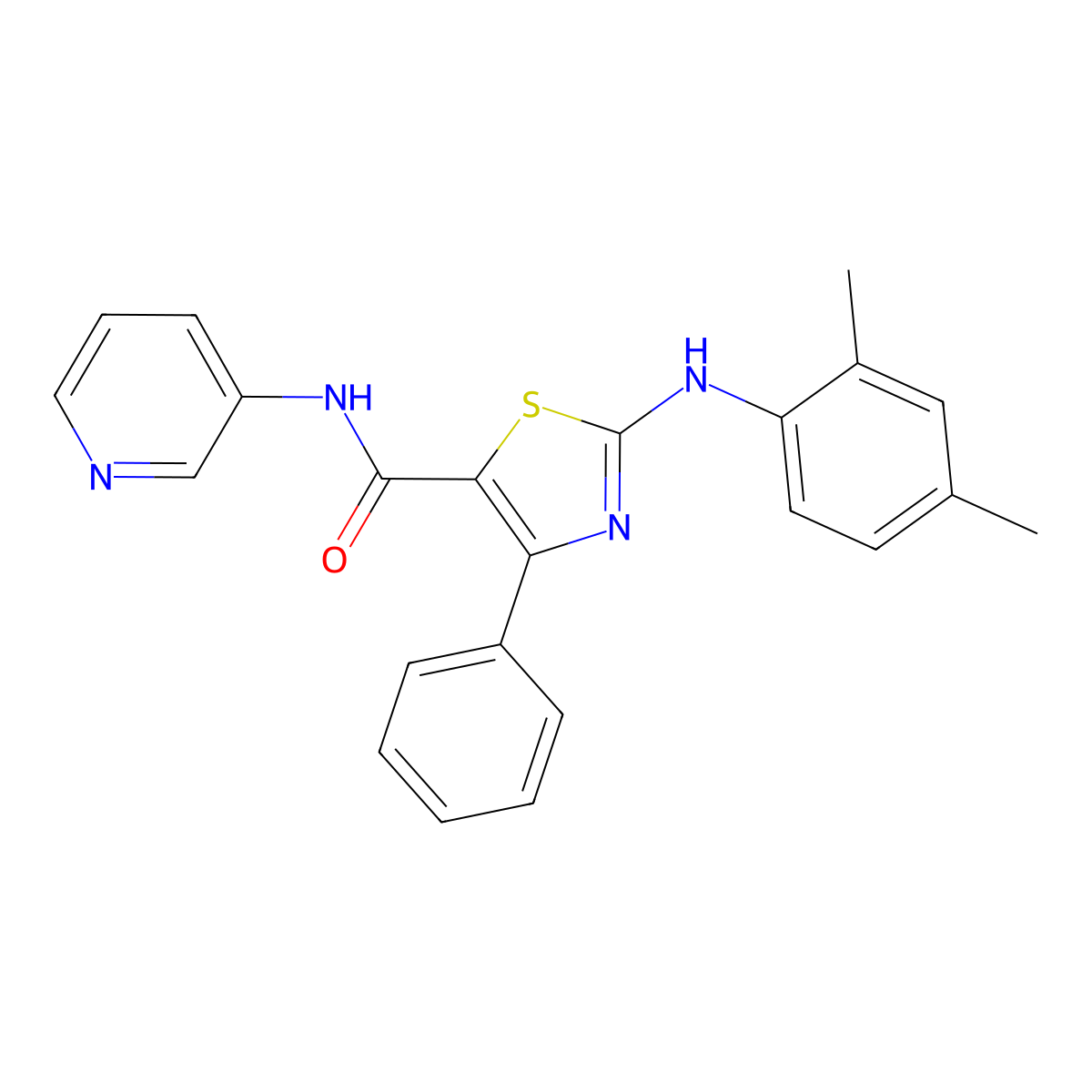 2-[(2,4-dimethylphenyl)amino]-4-phenyl-N-(pyridin-3-yl)-1,3-thiazole-5-carboxamide molecular structure, CAS 356569-19-2