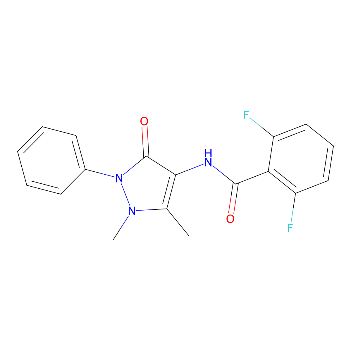 N-(1,5-dimethyl-3-oxo-2-phenyl-2,3-dihydro-1H-pyrazol-4-yl)-2,6-difluorobenzamide molecular structure, CAS 356569-20-5