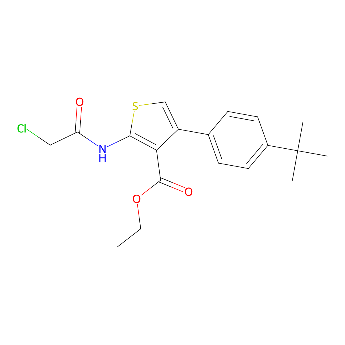 Ethyl 4-(4-tert-butylphenyl)-2-[(chloroacetyl)amino]thiophene-3-carboxylate molecular structure, CAS 356569-44-3