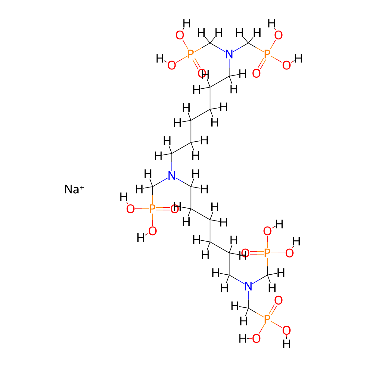 Phosphonic acid, P,P',P'',P'''-(((phosphonomethyl)imino)bis(6,1-hexanediylnitrilobis(methylene)))tetrakis-, sodium salt (1:?) molecular structure, CAS 35657-77-3
