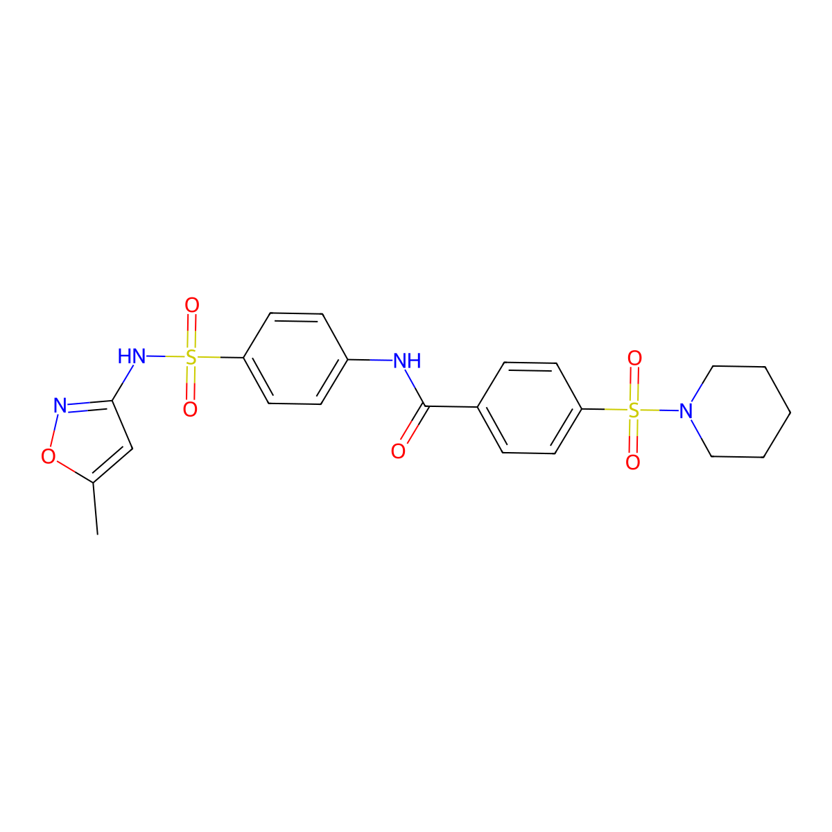 N-[4-[(5-methyl-1,2-oxazol-3-yl)sulfamoyl]phenyl]-4-piperidin-1-ylsulfonylbenzamide molecular structure, CAS 356570-27-9
