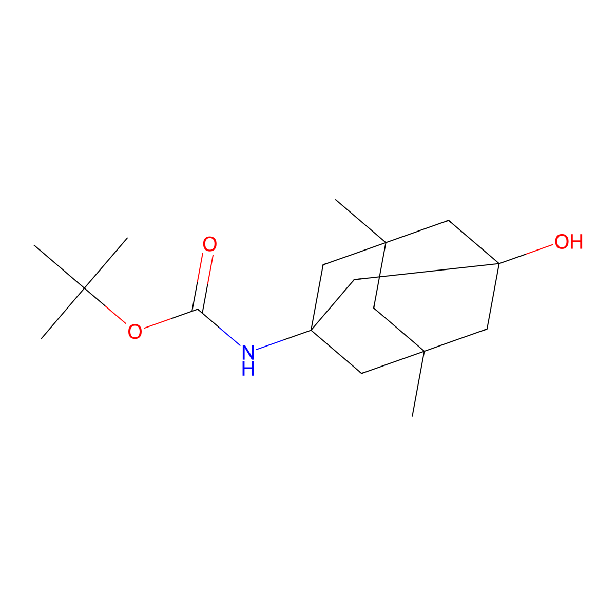 tert-butyl N-(3-hydroxy-5,7-dimethyladamantan-1-yl)carbamate molecular structure, CAS 356572-10-6