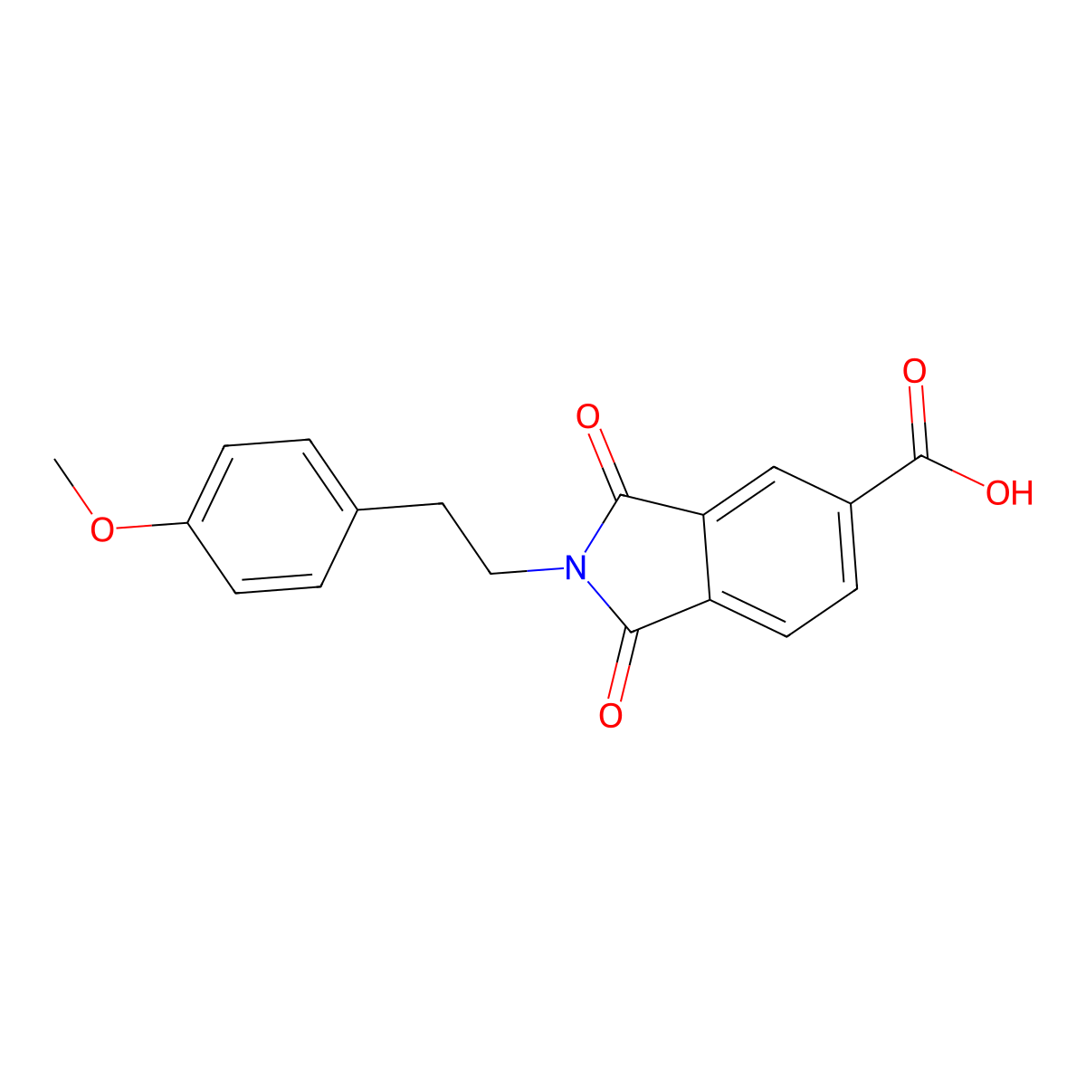 2-[2-(4-methoxyphenyl)ethyl]-1,3-dioxo-2,3-dihydro-1H-isoindole-5-carboxylic acid molecular structure, CAS 356573-02-9