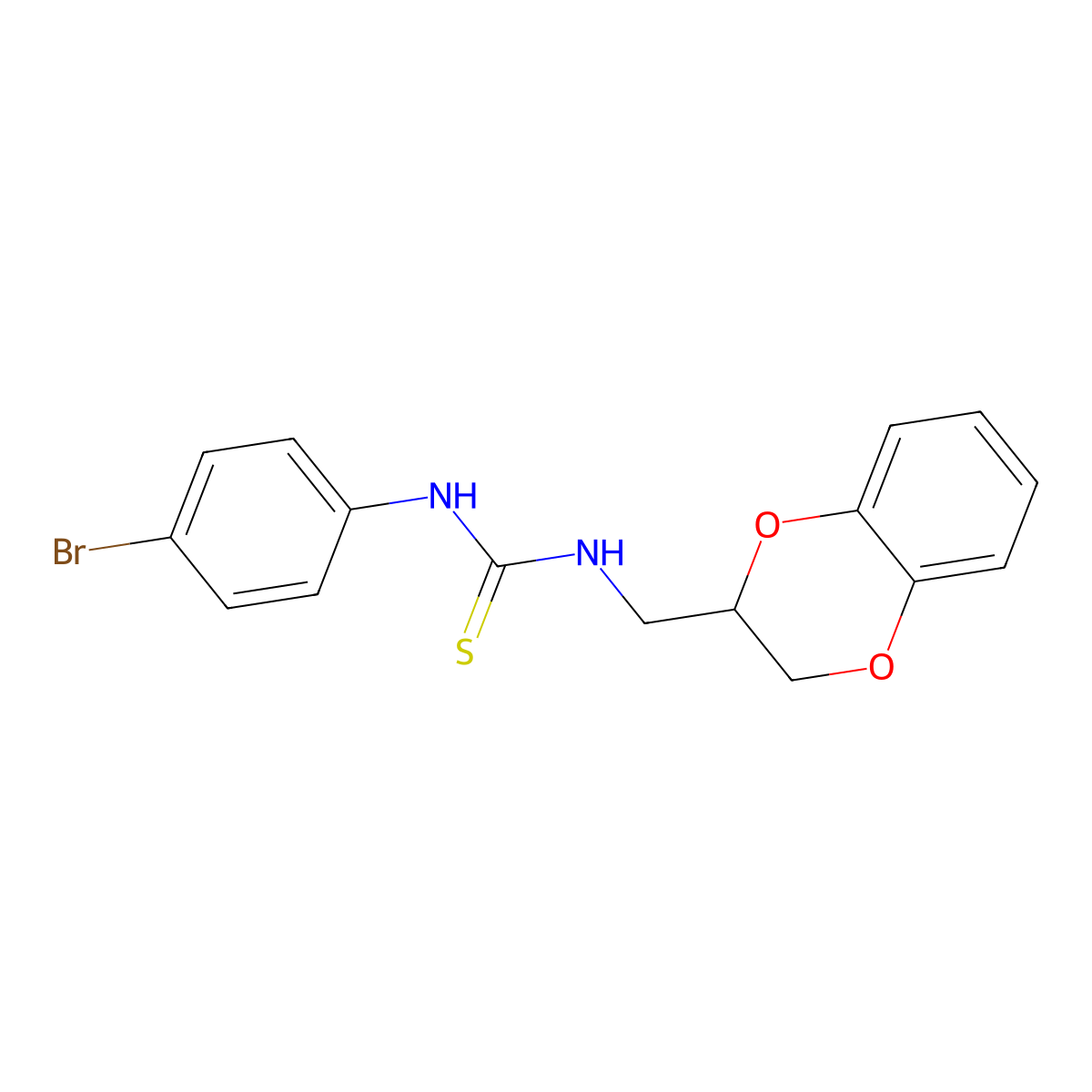 N-(4-bromophenyl)-N'-(2,3-dihydro-1,4-benzodioxin-2-ylmethyl)thiourea molecular structure, CAS 356573-45-0