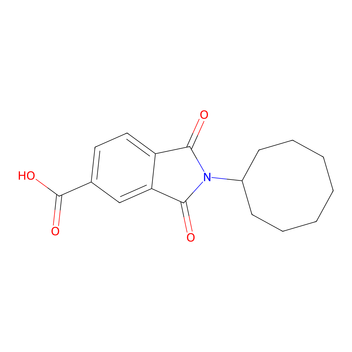 2-cyclooctyl-1,3-dioxo-2,3-dihydro-1H-isoindole-5-carboxylic acid molecular structure, CAS 356573-63-2