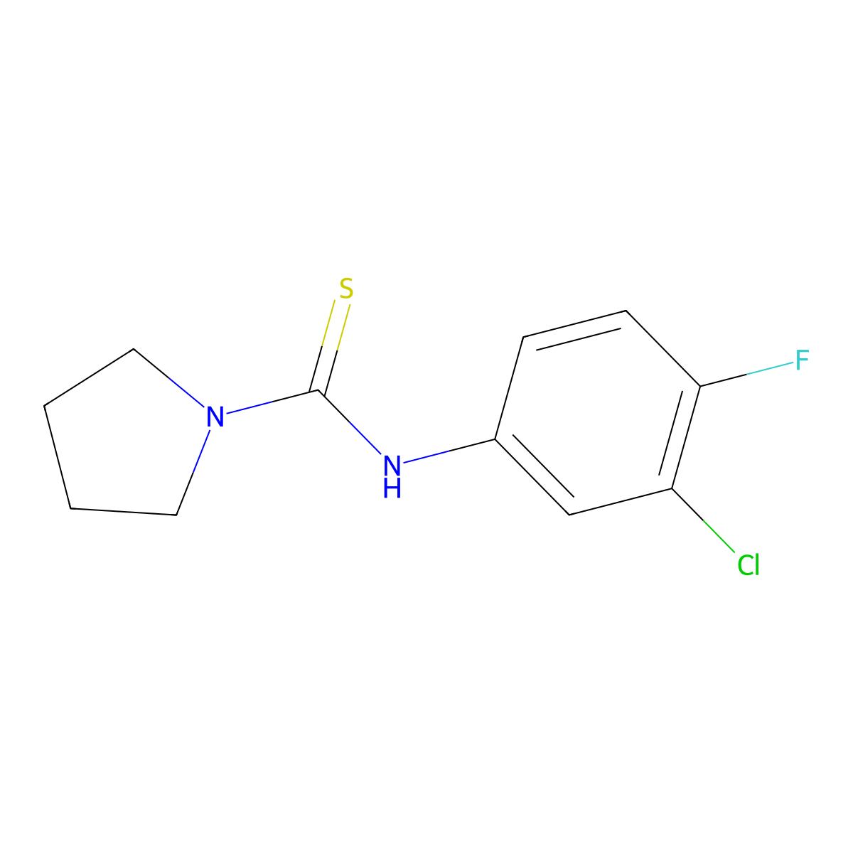 N-(3-chloro-4-fluorophenyl)-1-pyrrolidinecarbothioamide molecular structure, CAS 356573-96-1