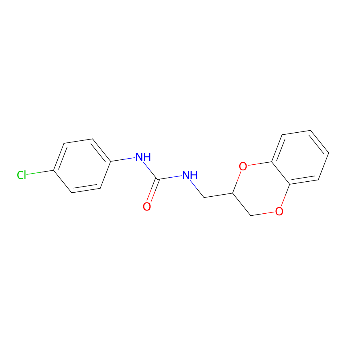 Urea, N-(4-chlorophenyl)-N'-[(2,3-dihydro-1,4-benzodioxin-2-yl)methyl]- molecular structure, CAS 356576-21-1