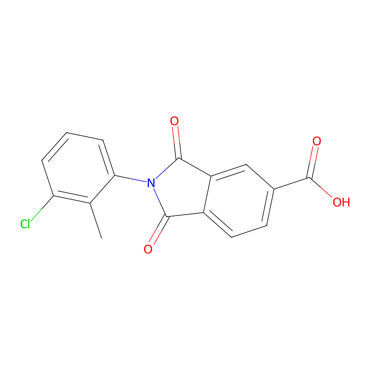 2-(3-Chloro-2-methylphenyl)-1,3-dioxoisoindoline-5-carboxylic acid molecular structure, CAS 356576-29-9