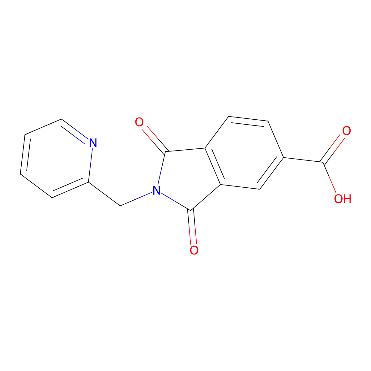 1,3-Dioxo-2-(pyridin-2-ylmethyl)isoindoline-5-carboxylic acid molecular structure, CAS 356578-53-5