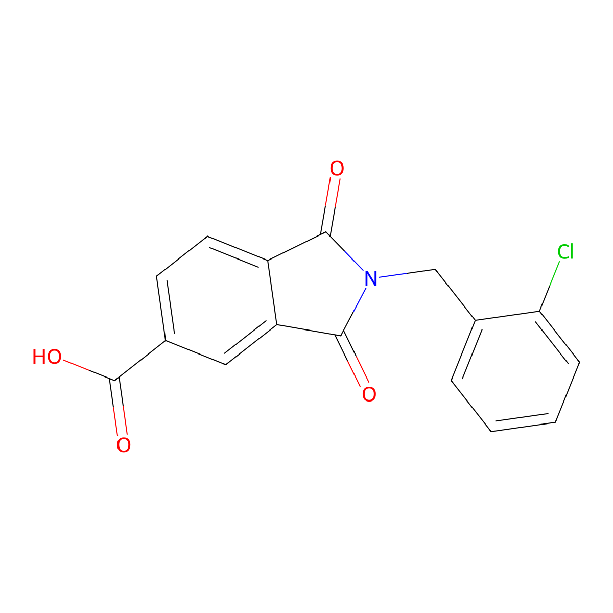 2-(2-chlorobenzyl)-1,3-dioxo-2,3-dihydro-1H-isoindole-5-carboxylic acid molecular structure, CAS 356578-59-1