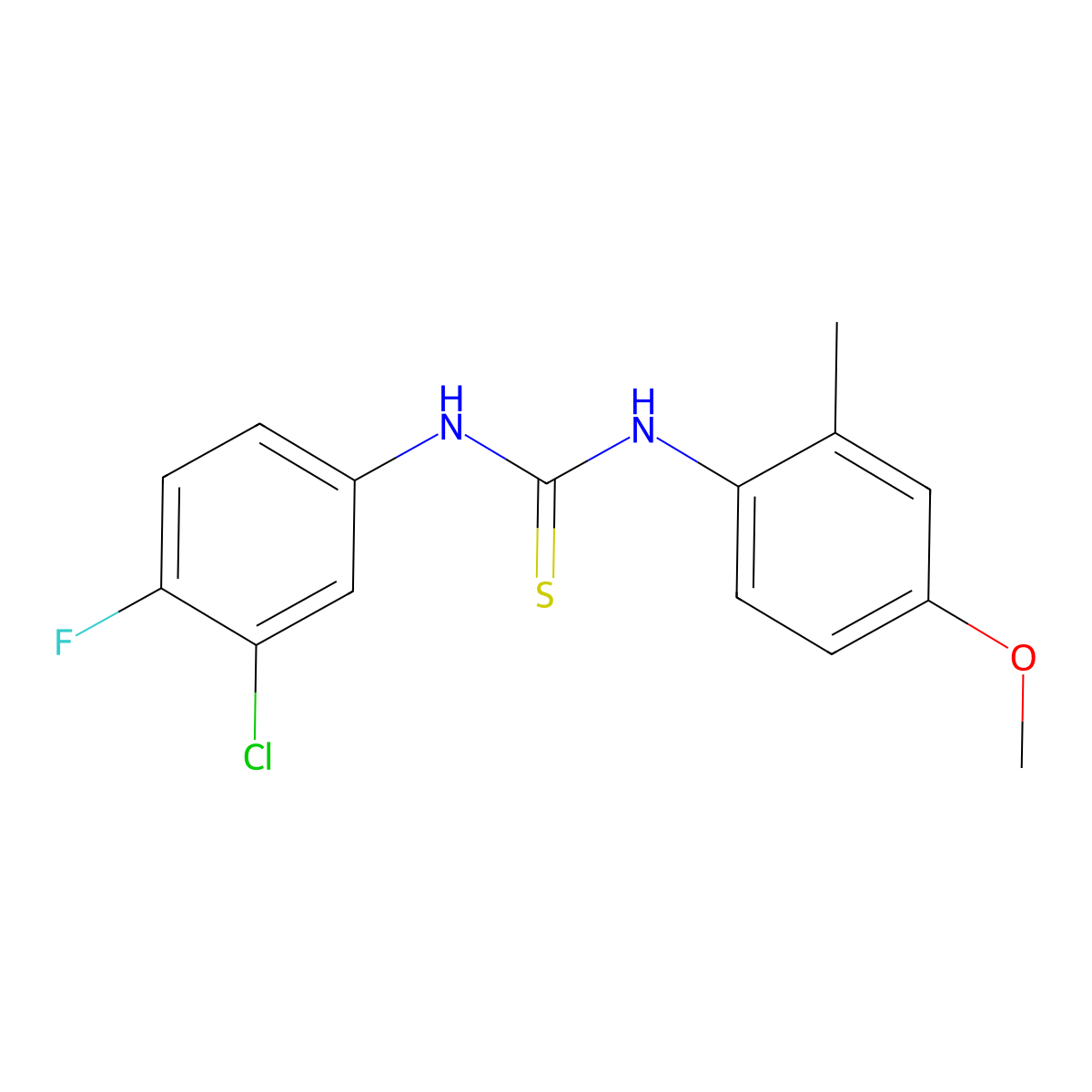 1-(3-Chloro-4-fluorophenyl)-3-(4-methoxy-2-methylphenyl)thiourea molecular structure, CAS 356578-86-4