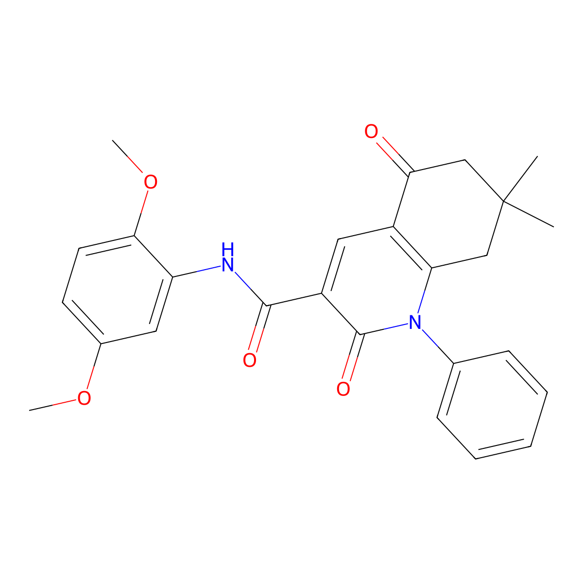 N-(2,5-dimethoxyphenyl)-7,7-dimethyl-2,5-dioxo-1-phenyl-6,8-dihydroquinoline-3-carboxamide molecular structure, CAS 356582-26-8