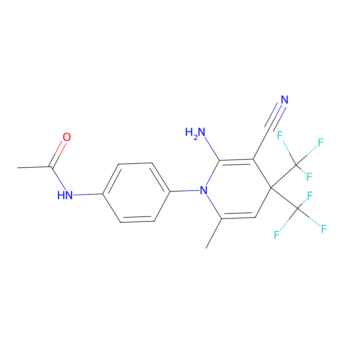 N-[4-[2-amino-3-cyano-6-methyl-4,4-bis(trifluoromethyl)pyridin-1-yl]phenyl]acetamide molecular structure, CAS 356586-24-8
