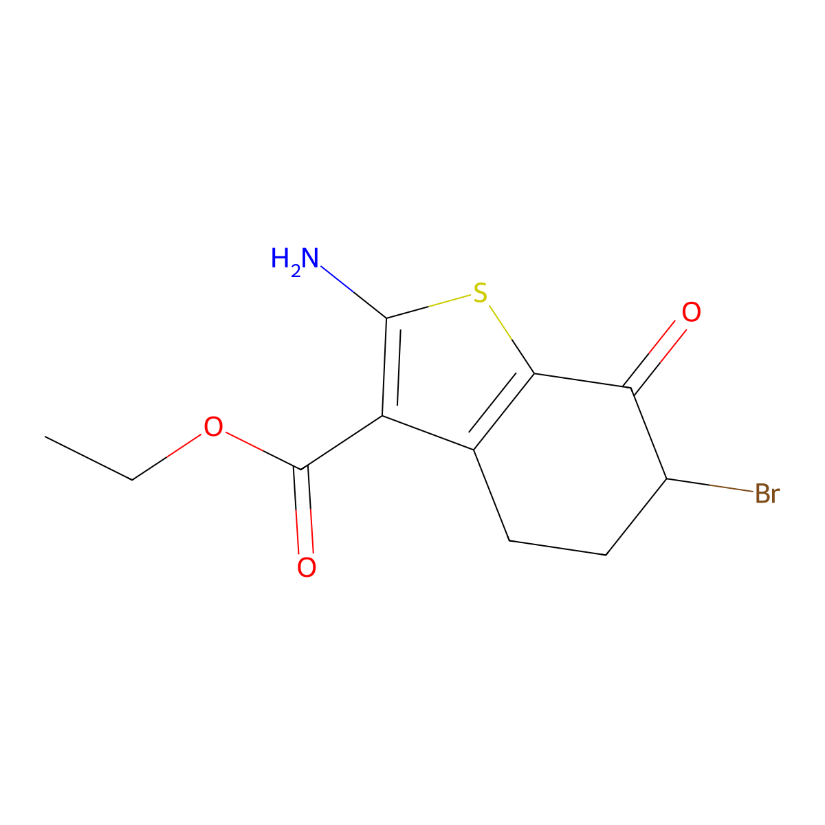 Ethyl 2-amino-6-bromo-7-oxo-4,5,6,7-tetrahydro-1-benzothiophene-3-carboxylate molecular structure, CAS 356586-59-9