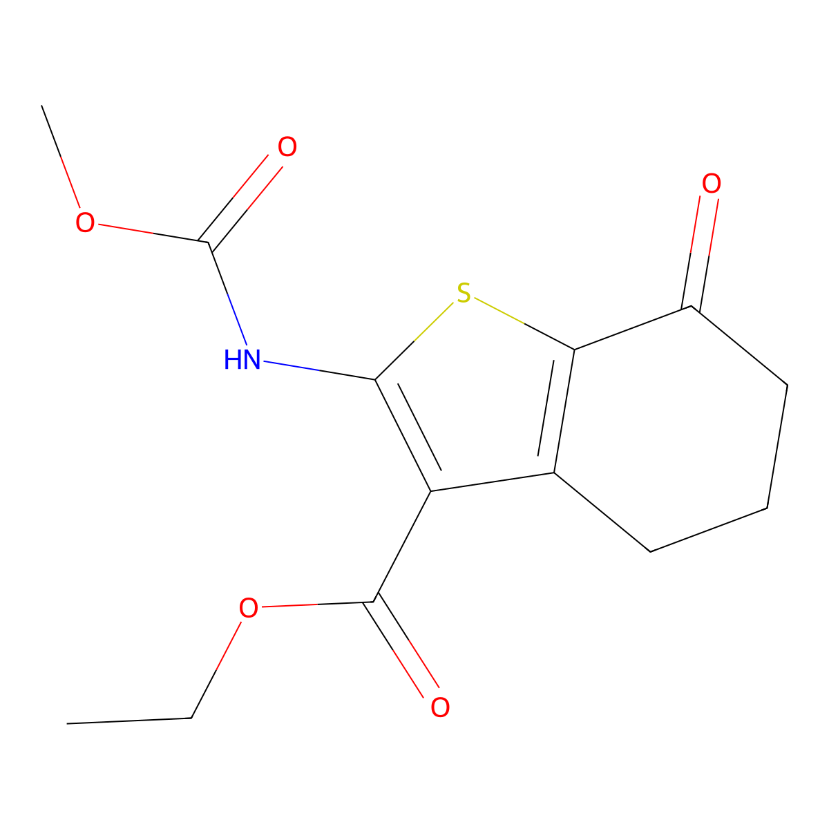 Ethyl 2-[(methoxycarbonyl)amino]-7-oxo-4,5,6,7-tetrahydro-1-benzothiophene-3-carboxylate molecular structure, CAS 356586-62-4