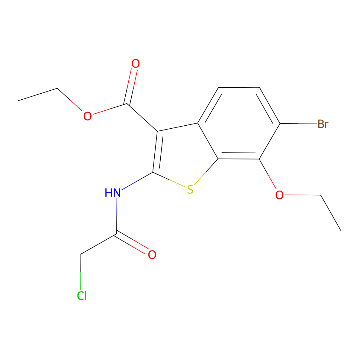 Ethyl 6-bromo-2-[(chloroacetyl)amino]-7-ethoxy-1-benzothiophene-3-carboxylate molecular structure, CAS 356586-64-6