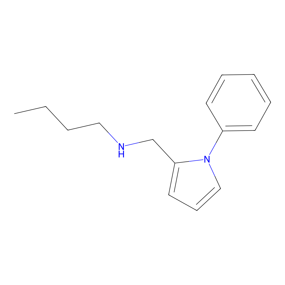 Butyl[(1-phenylpyrrol-2-yl)methyl]amine molecular structure, CAS 356586-67-9
