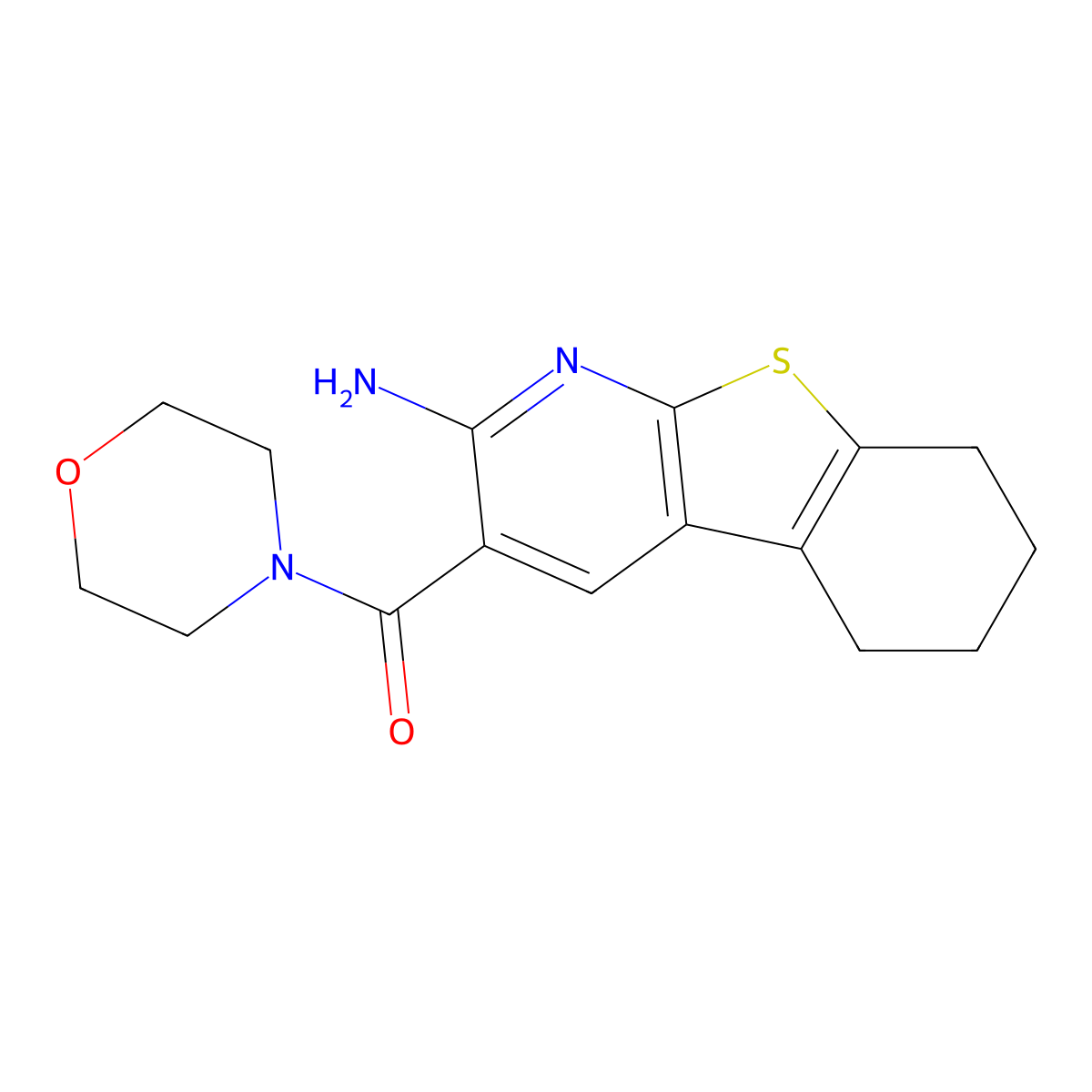 (2-Amino-5,6,7,8-tetrahydro[1]benzothieno[2,3-b]pyridin-3-yl)(morpholin-4-yl)methanone molecular structure, CAS 356586-68-0