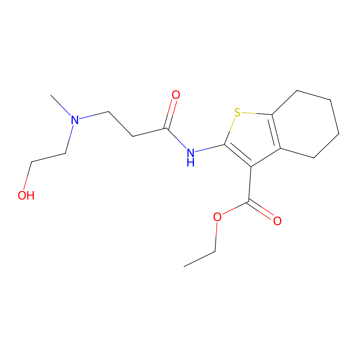 ethyl 2-{[N-(2-hydroxyethyl)-N-methyl-beta-alanyl]amino}-4,5,6,7-tetrahydro-1-benzothiophene-3-carboxylate molecular structure, CAS 356586-73-7