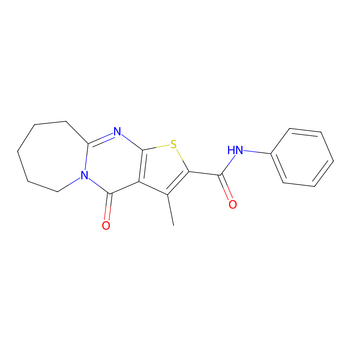 3-methyl-4-oxo-N-phenyl-4,6,7,8,9,10-hexahydrothieno[2',3':4,5]pyrimido[1,2-a]azepine-2-carboxamide molecular structure, CAS 356586-78-2