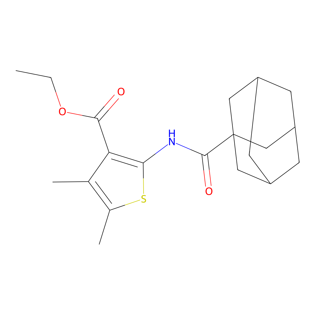 Ethyl 4,5-dimethyl-2-[(tricyclo[3.3.1.1~3,7~]dec-1-ylcarbonyl)amino]thiophene-3-carboxylate molecular structure, CAS 356586-86-2
