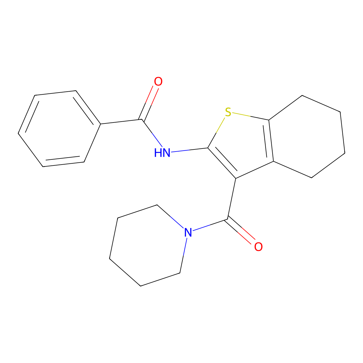 N-[3-(piperidine-1-carbonyl)-4,5,6,7-tetrahydro-1-benzothiophen-2-yl]benzamide molecular structure, CAS 356586-88-4