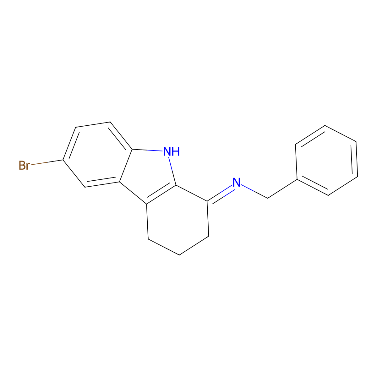 N-benzyl-N-(6-bromo-2,3,4,9-tetrahydro-1H-carbazol-1-ylidene)amine molecular structure, CAS 356587-11-6