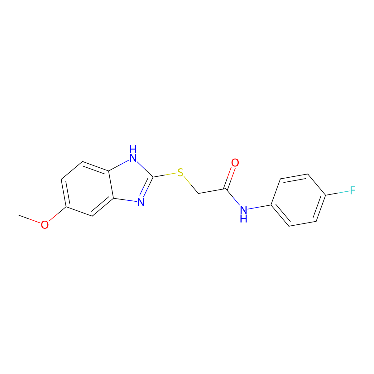 N-(4-fluorophenyl)-2-[(6-methoxy-1H-benzimidazol-2-yl)sulfanyl]acetamide molecular structure, CAS 356587-76-3